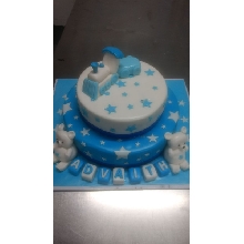 1st Birthday Cake with train and blocks