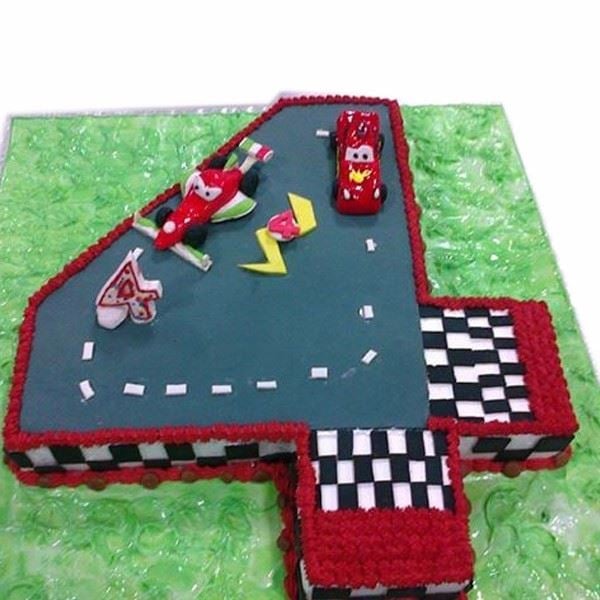 3D Number4 McQueen Fondant Cake