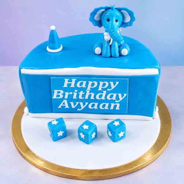 6 Months Birthday Elephant Theme cake