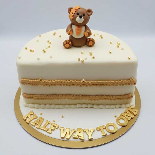 6 Months Golden teddy Bear Cake