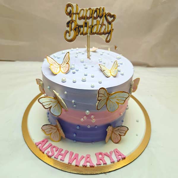 Pink and Purple Butterfly Cake