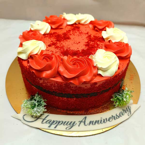 Red Velvet Flower Cake