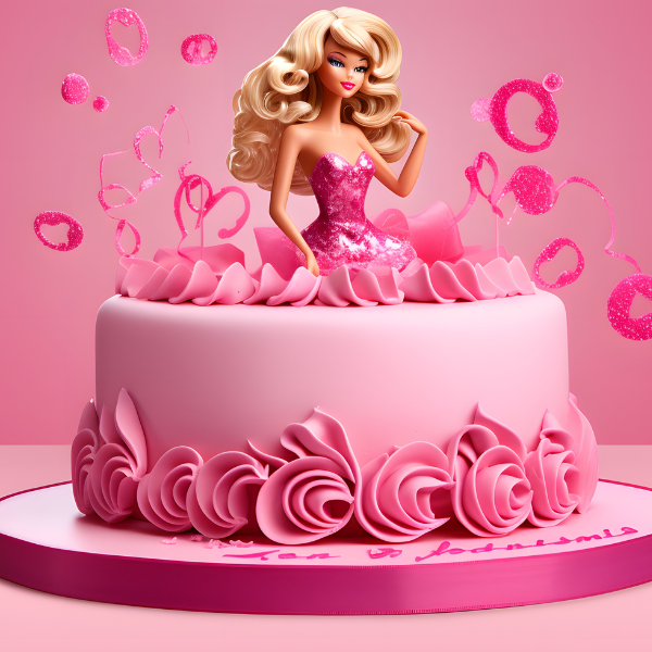Barbie theme cake