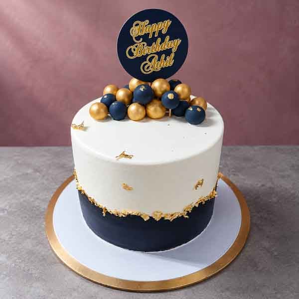 Blue and Gold Bubble Cake