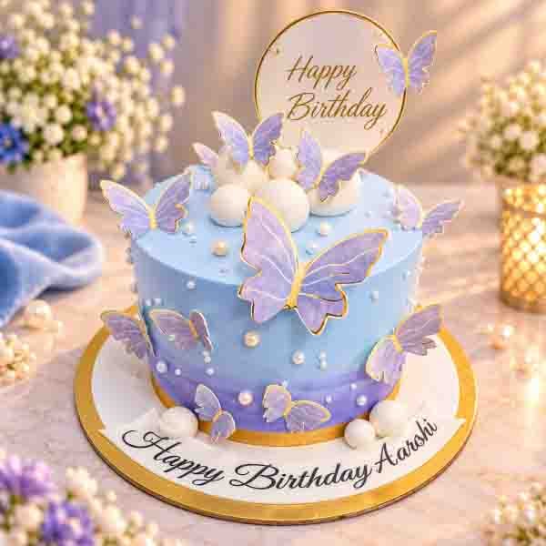 Butterfly Pearl Birthday Cake 03