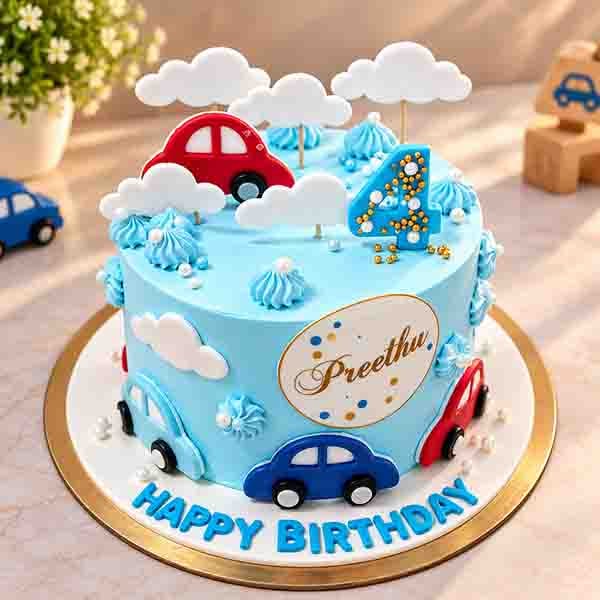 Car Theme Kids Cake