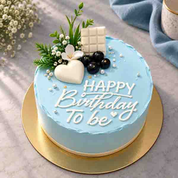 Elegant Blue Birthday Cake