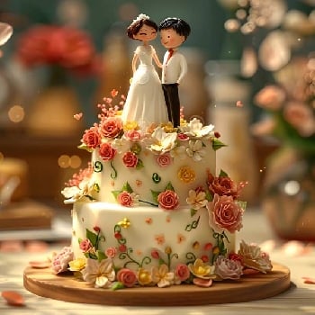 Floral Bliss Engagement Cake