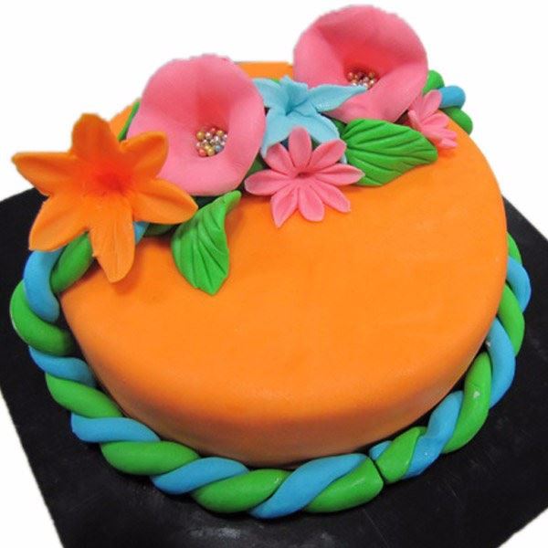 Floral Twirls DE05 Fondant Cake