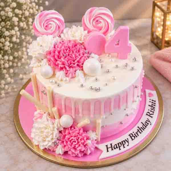 Pink and White Drip Cake