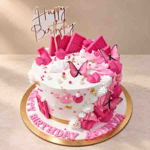 Pink butterfly birthday cake