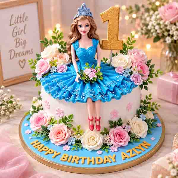 Sitting Doll Theme Cake