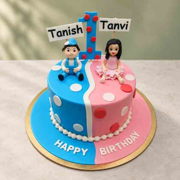 Twins Boy and Girl Birthday Cake