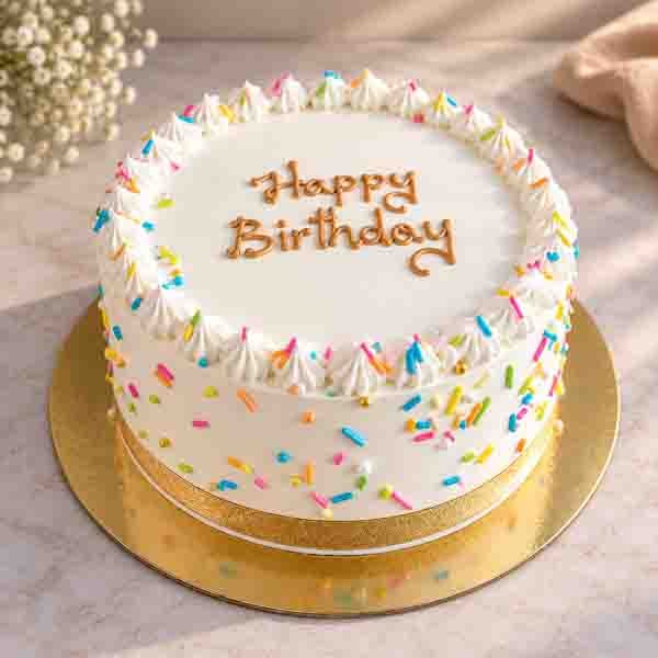 White Cream Birthday Cake