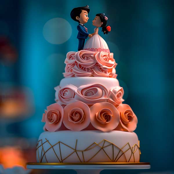 Romantic Rose Engagement Cake