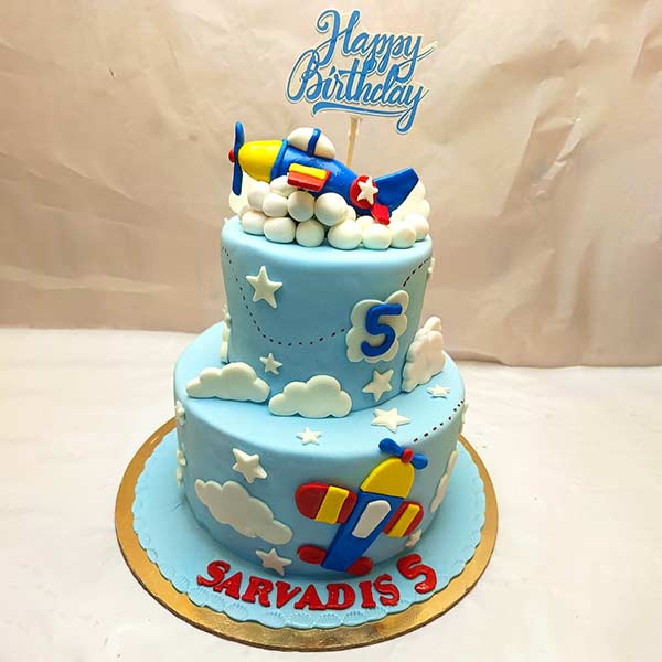 2-Tier Aeroplane Theme Cake