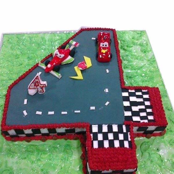 3D Number4 McQueen Fondant Cake