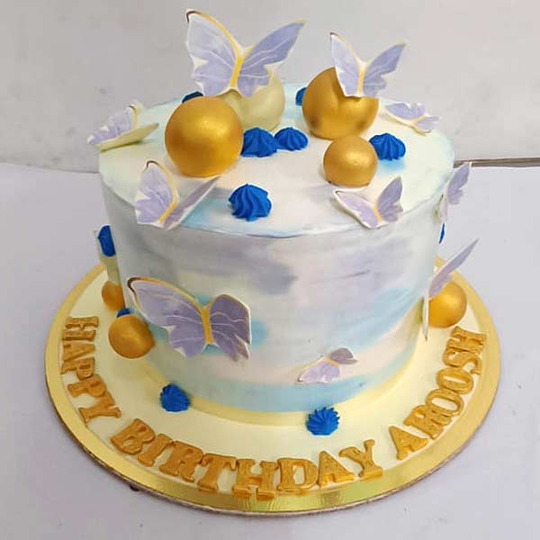 Blue and Purple Butterfly Cake