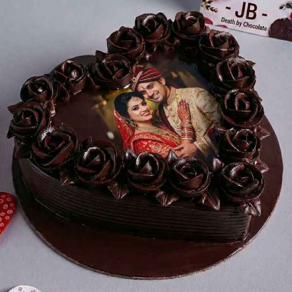 Chocolate Heart Photo Cake