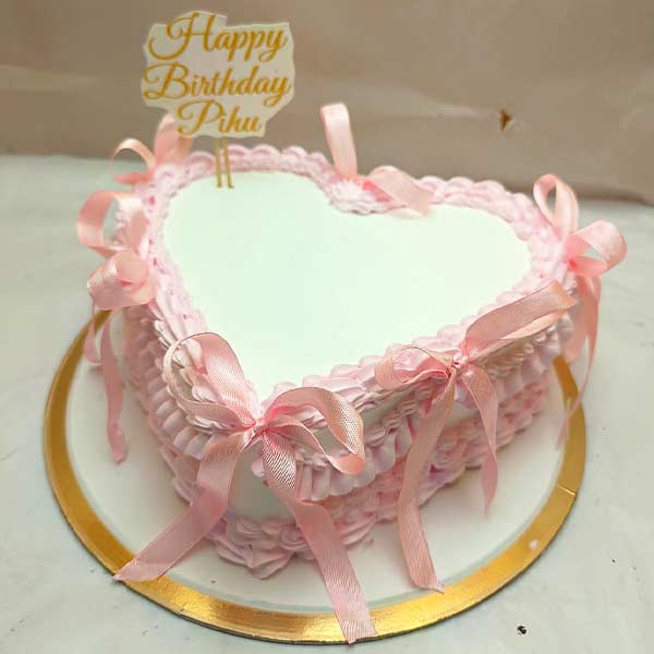 Pink Ribbon Heart Cake