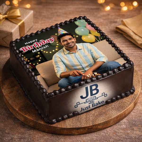 Square Birthday Photo Cake