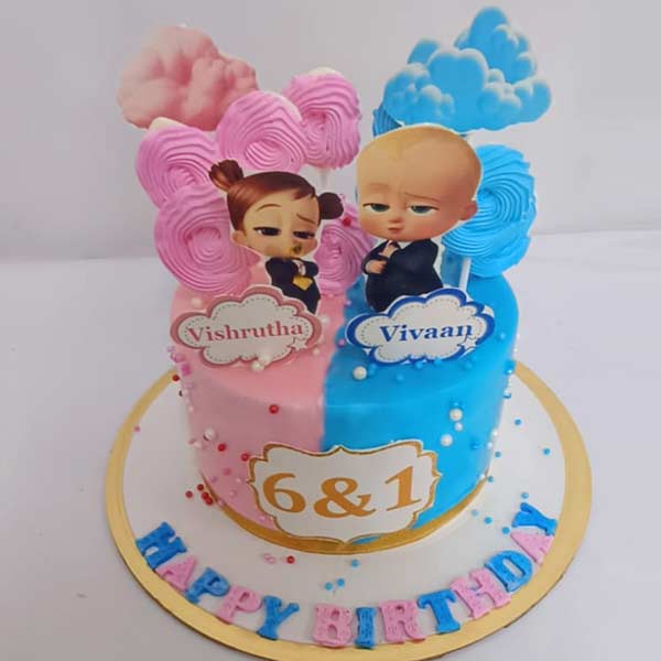Twin Cakes for boy and girl