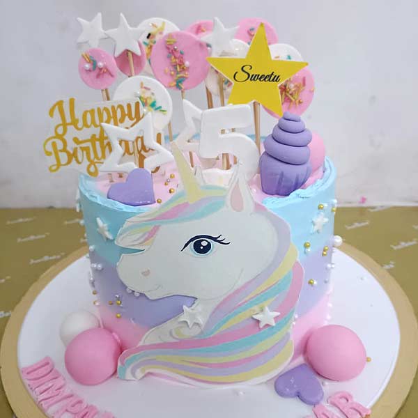 Unicorn Theme Pink Cake