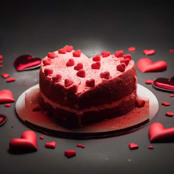 Valentines Day Red Small Heart Shape Cake 