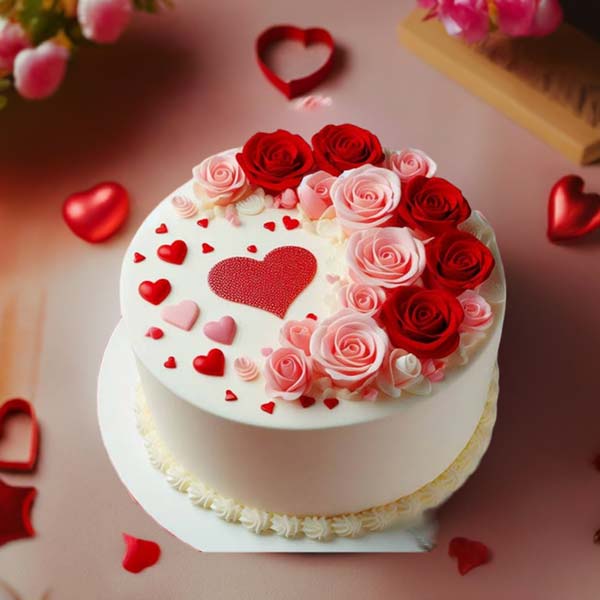 Valentines Day flower Cake light pink