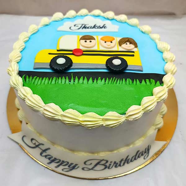 Wheels on The Bus Theme Cake