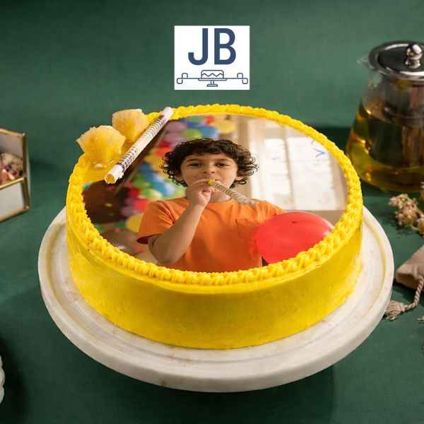 Yellow Birthday Photo Cake