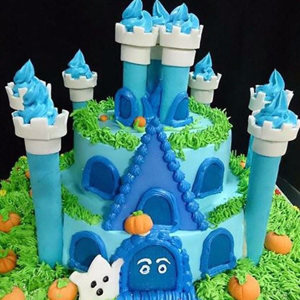 Blue Castle Cream Fondant Cake
