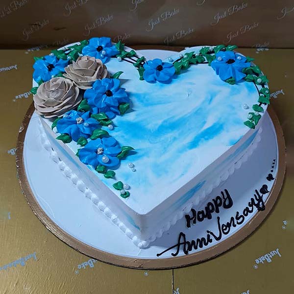 Blue Heart Anniversary Cake