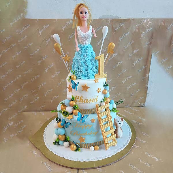2 Tier Barbie 1st Birthday Cake