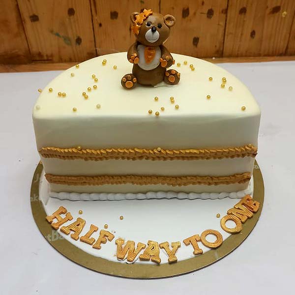 6 Months Golden teddy Bear Cake