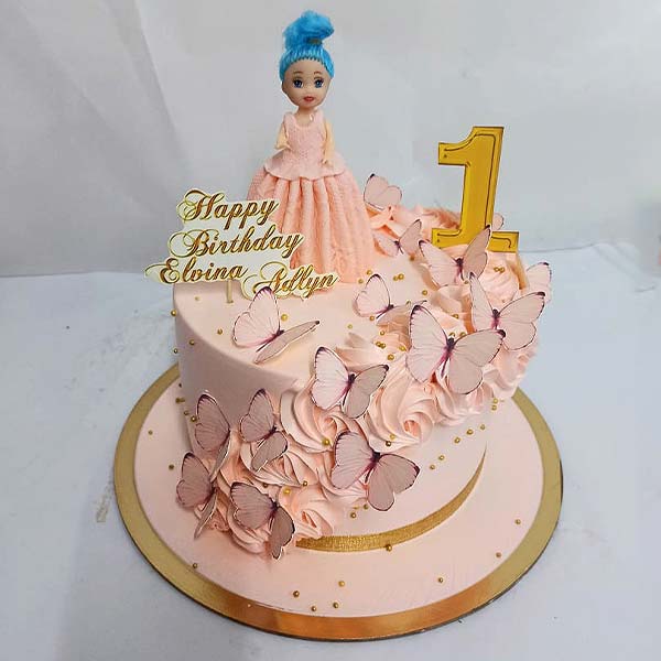 Butterfly And Doll Theme cake