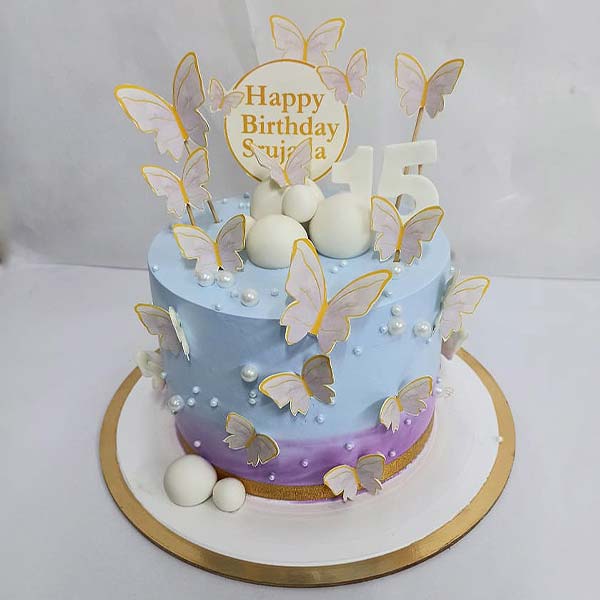Butterfly and Pearl Birthday Cake 01