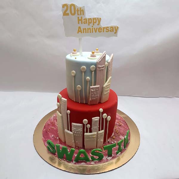 Modern Skyline Anniversary Cake