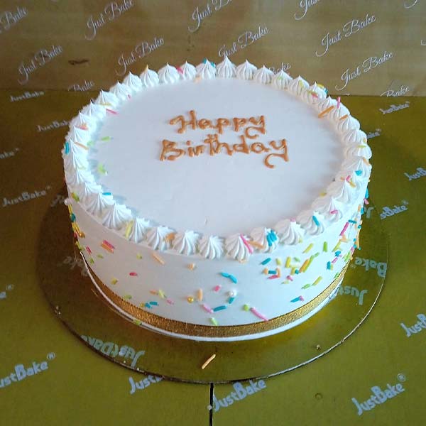 White Cream Birthday Cake