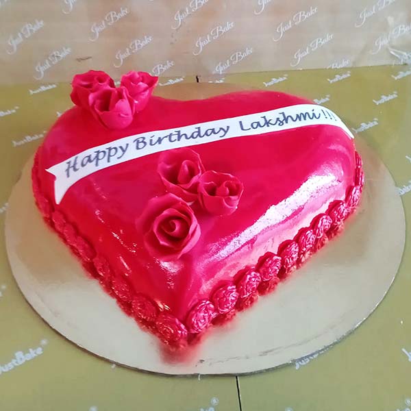  Red Heart Shape Birthday Cake