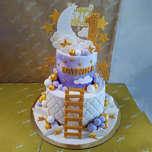 2 Tier Moon Design Cake
