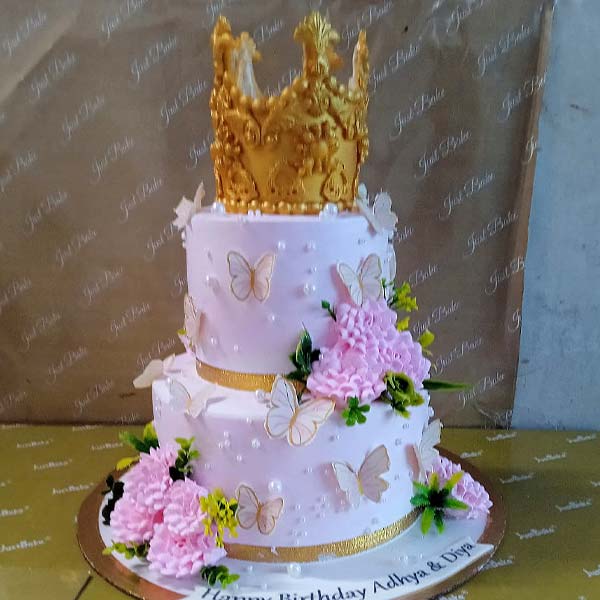 Crown Butterfly Theme Cake