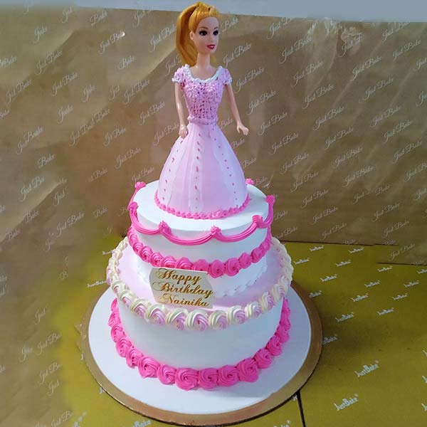 3 Tier Pink Doll cake