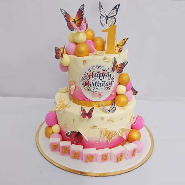 Colorful Butterflies Theme Cake