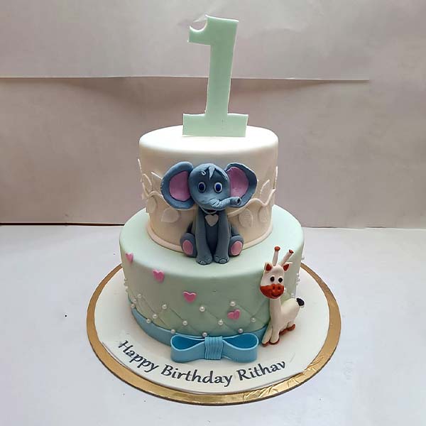 Elephant Birthday Fondant Cake