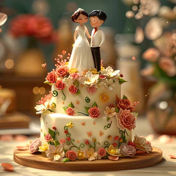 Floral Bliss Engagement Cake