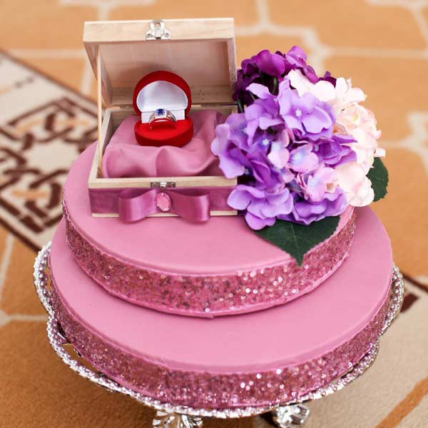 2 Tier Engagement Ring Gift Cake