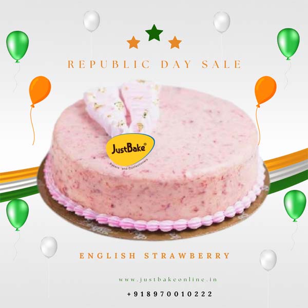 English Strawberry Republic Day Cake