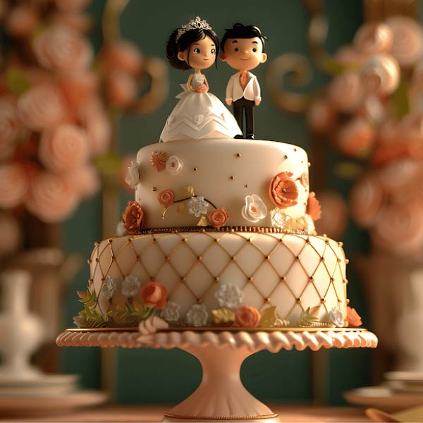 Musical Couple Cake Cream Fondant