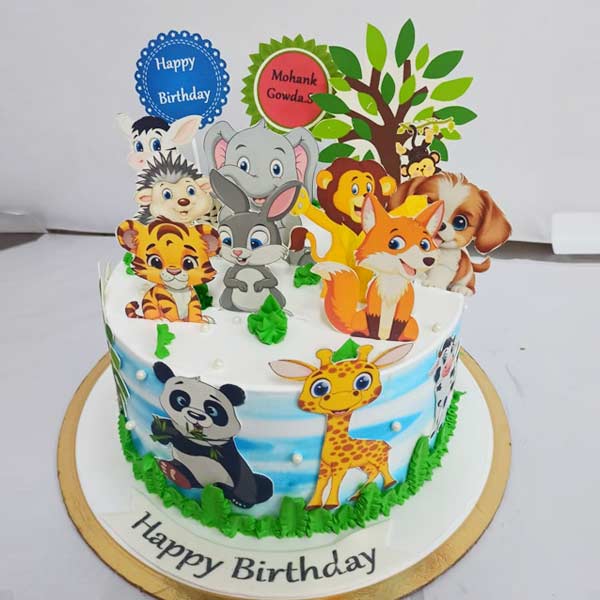 Jungle Animals Theme Cake